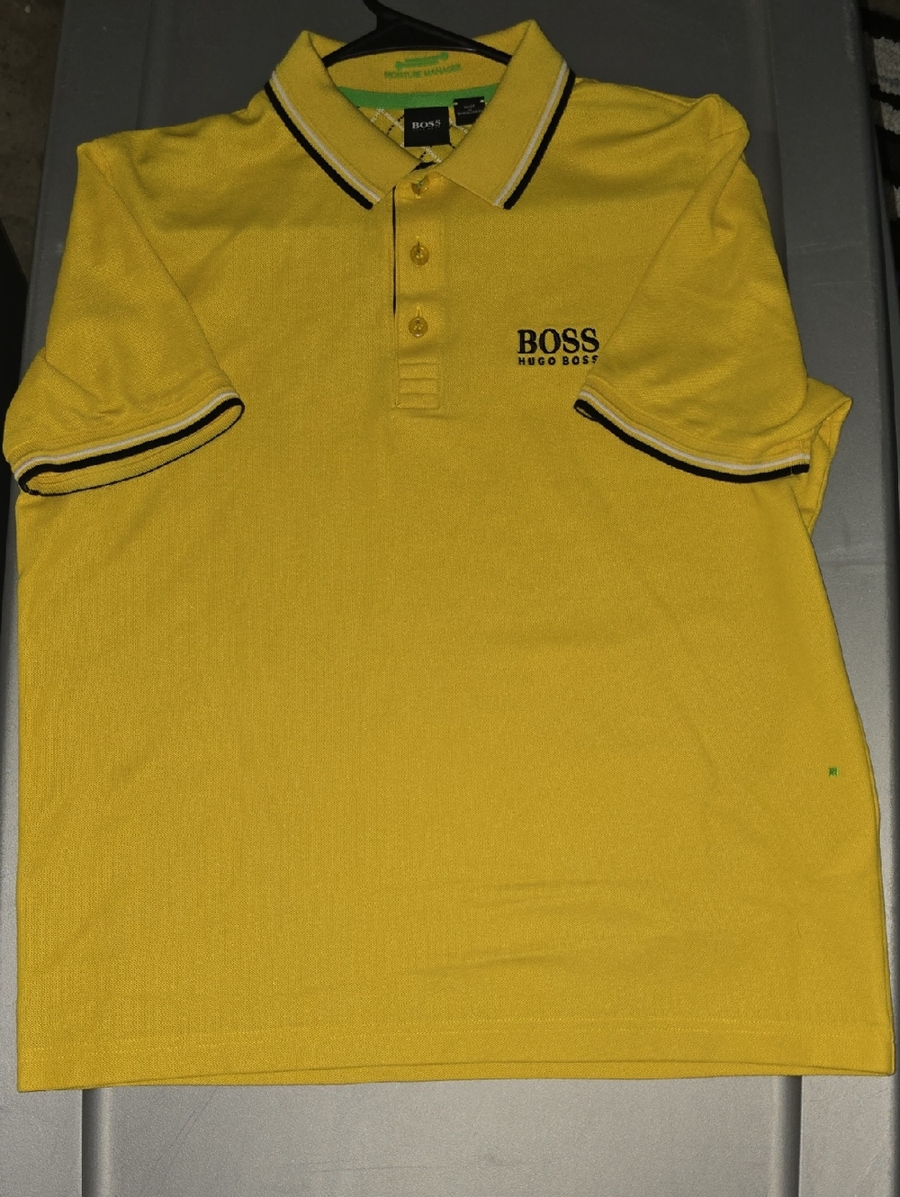 Boss Yellow Polo with Black & White Trim sz m